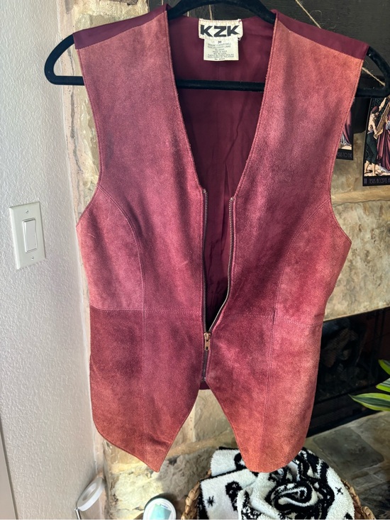 Jackets & Blazers - KZK Burgundy Suede Zip Front Vest